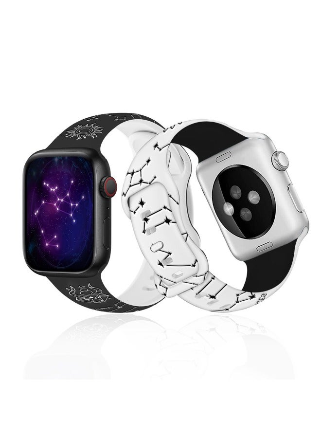 Loquat Suitable For Apple Watch For Apple Laser Carving Double Color Carved Twelve Constellation erfly Buckle Silicone Strap-Color:White Series 10# Capricorn-Exterior Dimension:38/40/41MM STANDARD  - Image 2