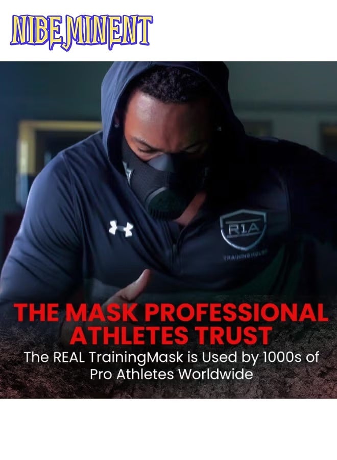 NIBEMINENT قناع تدريب الارتفاع لتحمل الأداء - مدرب التنفس للأداء في الجري وركوب الدراجات والتمارين للرجال والنساء - Image 5