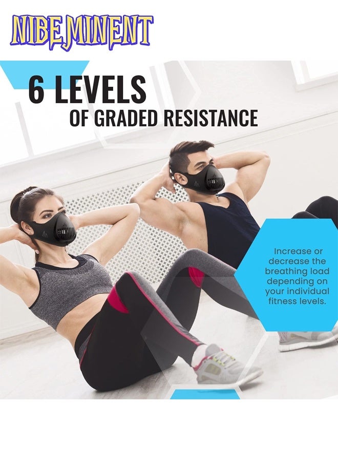 NIBEMINENT قناع تدريب الارتفاع لتحمل الأداء - مدرب التنفس للأداء في الجري وركوب الدراجات والتمارين للرجال والنساء - Image 2