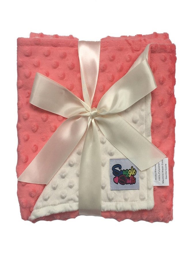 Snuggle Stuffs Reversible Unisex Children's Soft Baby Blanket Minky Dot (Coral/Cream) - Image 1