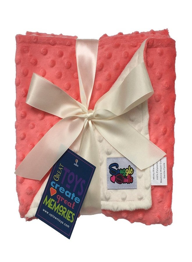 Snuggle Stuffs Reversible Unisex Children's Soft Baby Blanket Minky Dot (Coral/Cream) - Image 2