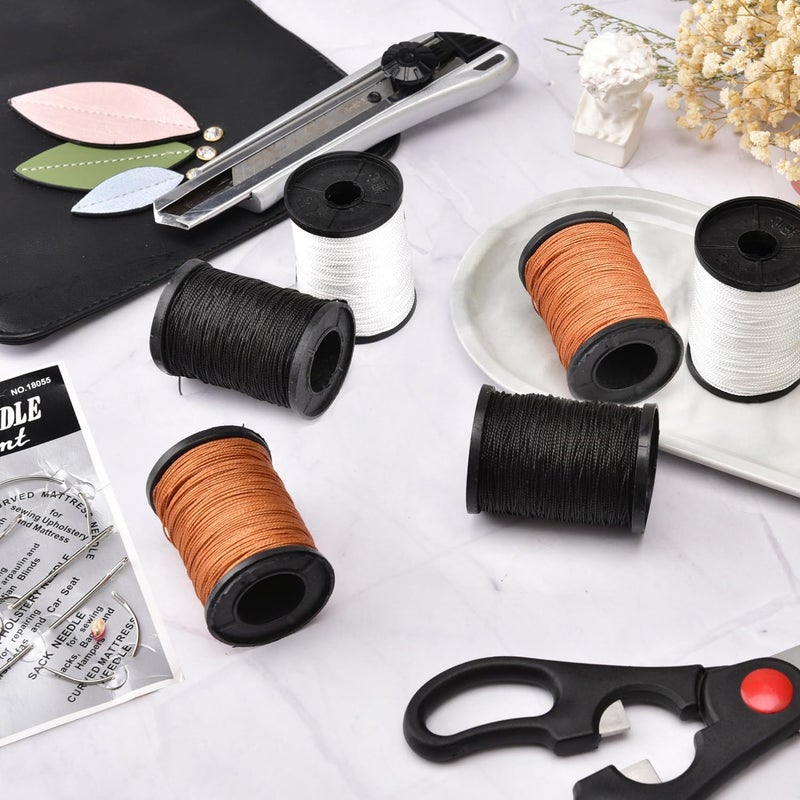 Topus Extra Strong Upholstery Repair Sewing Thread Kit and Heavy Duty Household Hand Needles, Including 7 Styles of Leather Canvas Sewing Needles and 3 Rolls Nylon Thread (70 Yard Per Roll), 3 Colors - Image 4