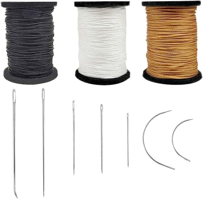 Topus Extra Strong Upholstery Repair Sewing Thread Kit and Heavy Duty Household Hand Needles, Including 7 Styles of Leather Canvas Sewing Needles and 3 Rolls Nylon Thread (70 Yard Per Roll), 3 Colors - Image 1