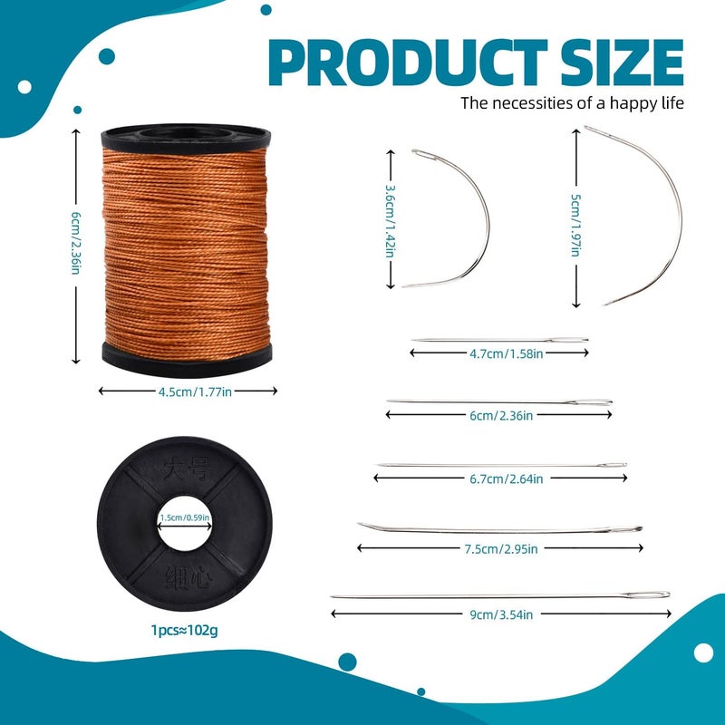 Topus Extra Strong Upholstery Repair Sewing Thread Kit and Heavy Duty Household Hand Needles, Including 7 Styles of Leather Canvas Sewing Needles and 3 Rolls Nylon Thread (70 Yard Per Roll), 3 Colors - Image 5