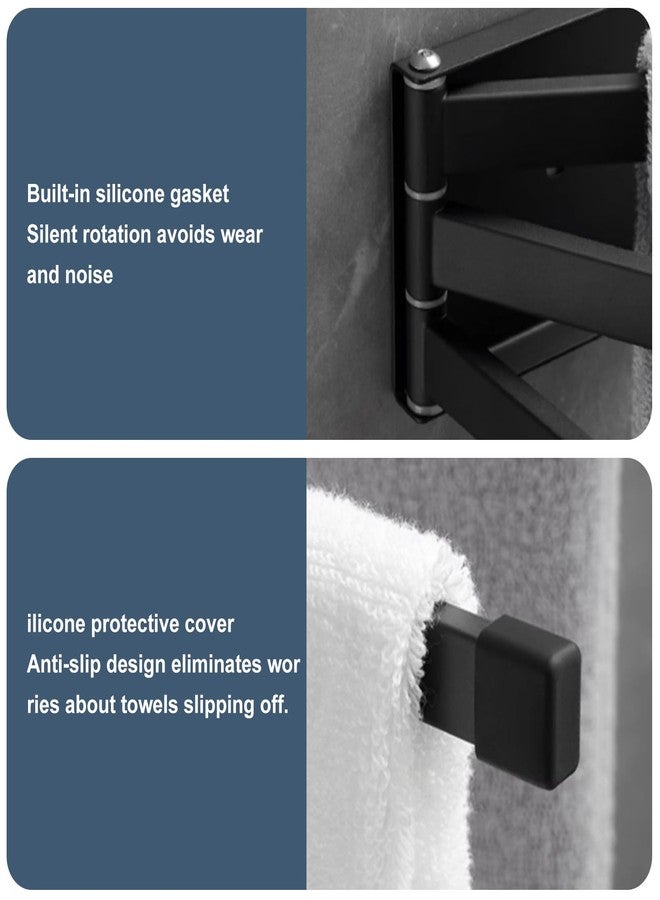 KOBSAINF Swivel Towel Rack Wall Mounted, 16" Extra Long 3-Arm Swing Out Towel Holder, Matte Black Stainless Steel Space Saving Towel Bar for Bathroom, Kitchen, RV - Image 5