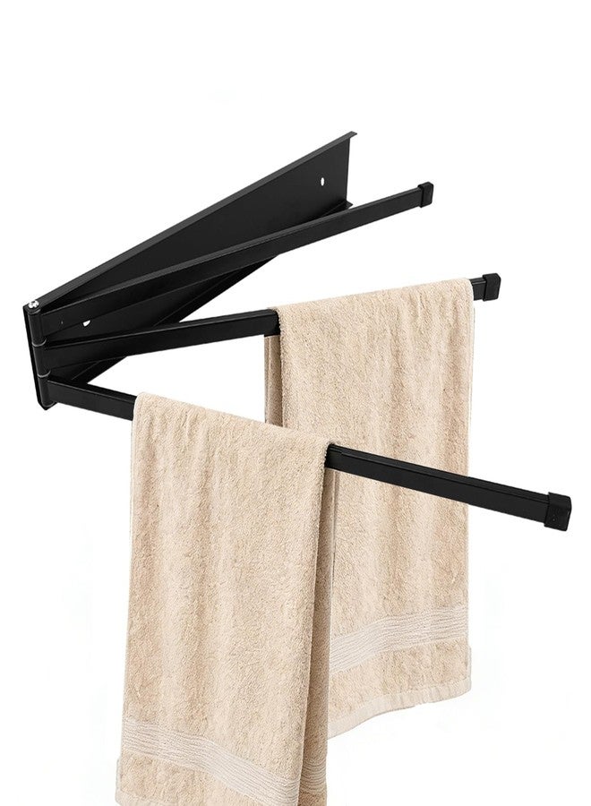 KOBSAINF Swivel Towel Rack Wall Mounted, 16" Extra Long 3-Arm Swing Out Towel Holder, Matte Black Stainless Steel Space Saving Towel Bar for Bathroom, Kitchen, RV - Image 1