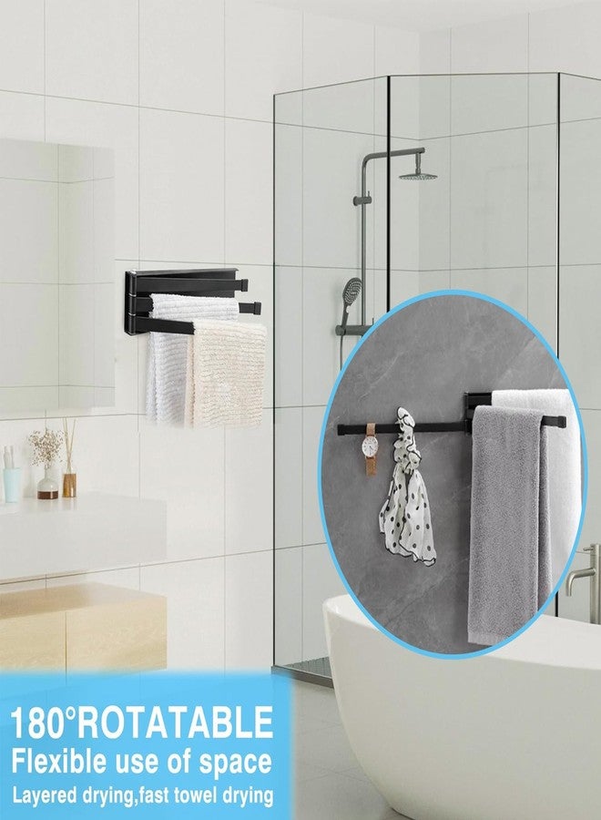 KOBSAINF Swivel Towel Rack Wall Mounted, 16" Extra Long 3-Arm Swing Out Towel Holder, Matte Black Stainless Steel Space Saving Towel Bar for Bathroom, Kitchen, RV - Image 3