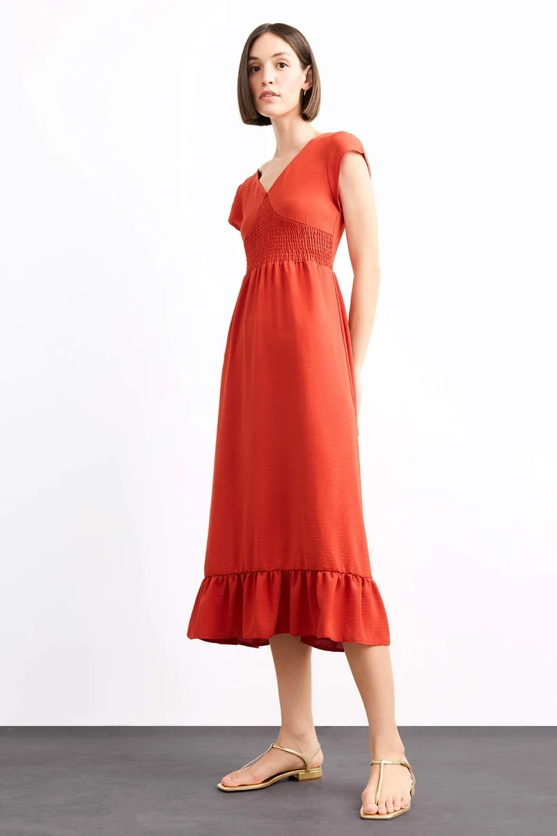 DeFacto Slim Fit Butterfly Sleeves Dress