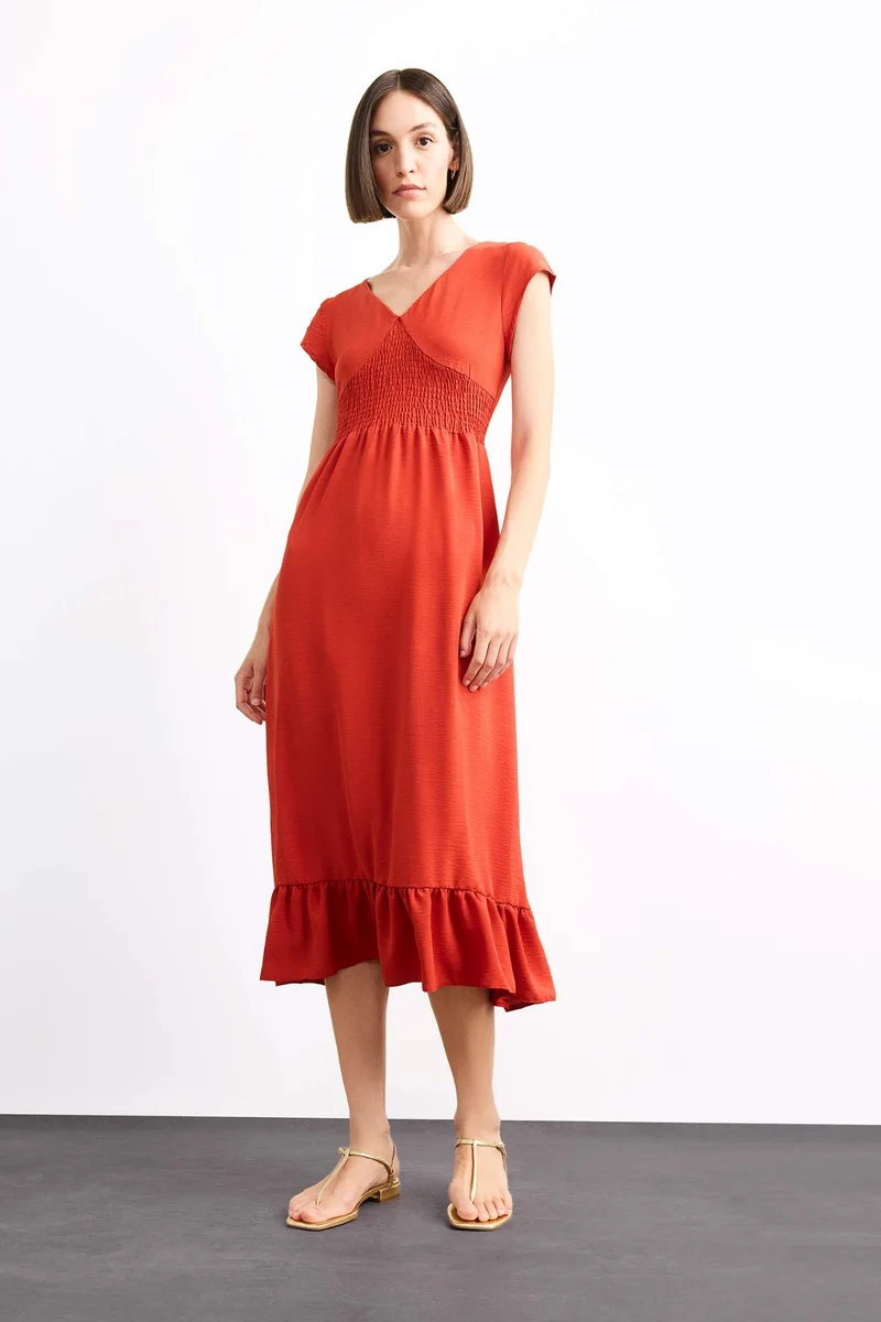 DeFacto Slim Fit Butterfly Sleeves Dress