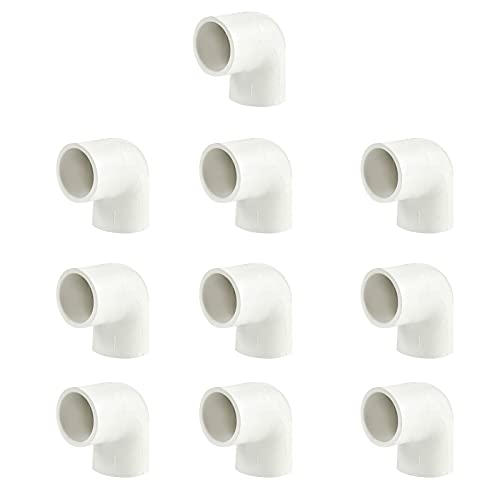 FangKingNo 10pcs 2-Way 1" PVC Pipe Fitting 90 Degree 90°Codo Elbow Socket Adapter Coupling Schedule 40 White 10-Pack (1 Inch) - Image 1
