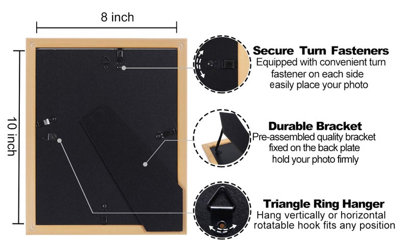 VIOLABBEY 8x10 Picture Frames Set of 4, Colorful Photo Frame of Modern Style, High Definition Tempered Real Glass, Wall Mounted or Tabletop Display (Blue Series) - Image 4