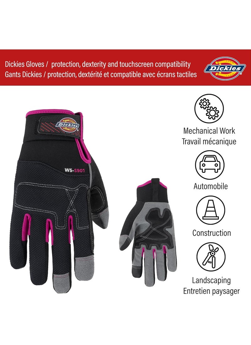 Dickies DICKIES Heavy Duty Synthetic Leather Work Gloves Women Touchscreen Compatible  Mechanic Gardening Gloves BlackPink Large  - Image 2