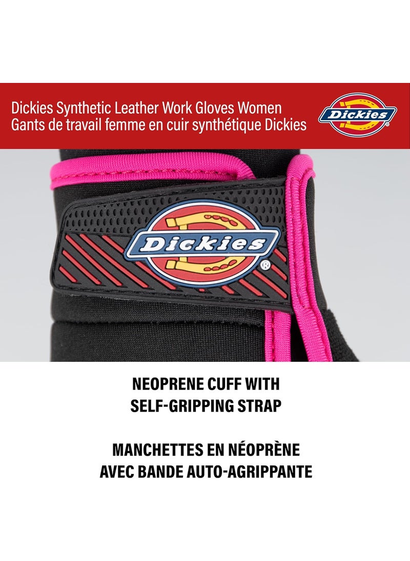 Dickies DICKIES Heavy Duty Synthetic Leather Work Gloves Women Touchscreen Compatible  Mechanic Gardening Gloves BlackPink Large  - Image 5