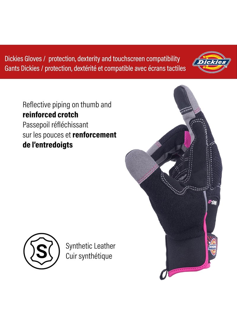 Dickies DICKIES Heavy Duty Synthetic Leather Work Gloves Women Touchscreen Compatible  Mechanic Gardening Gloves BlackPink Large  - Image 4