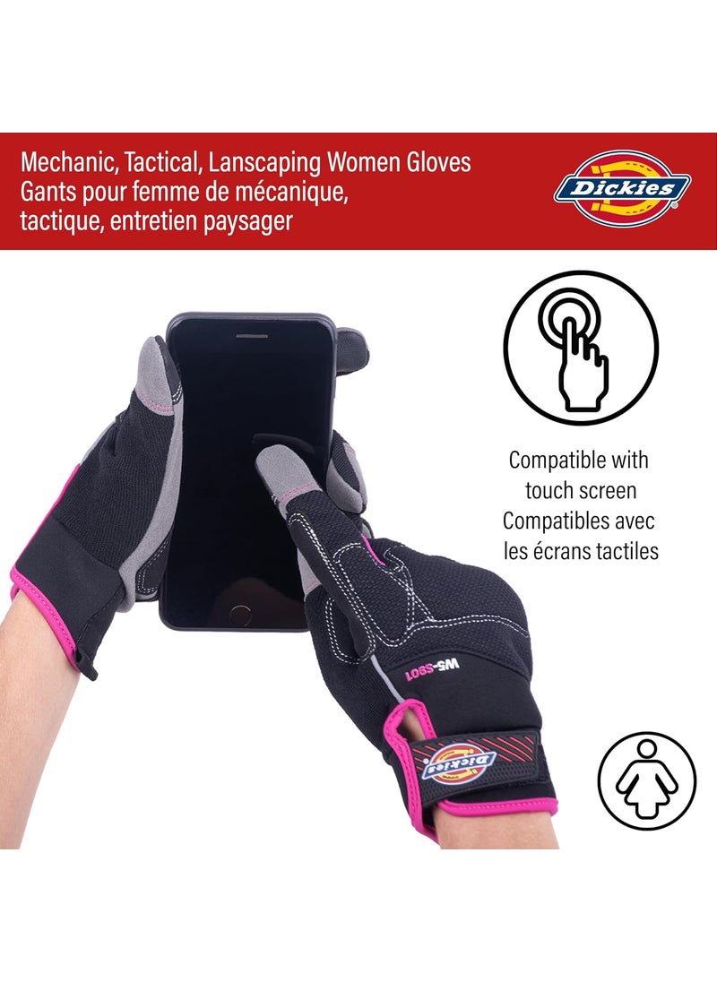 Dickies DICKIES Heavy Duty Synthetic Leather Work Gloves Women Touchscreen Compatible  Mechanic Gardening Gloves BlackPink Large  - Image 3