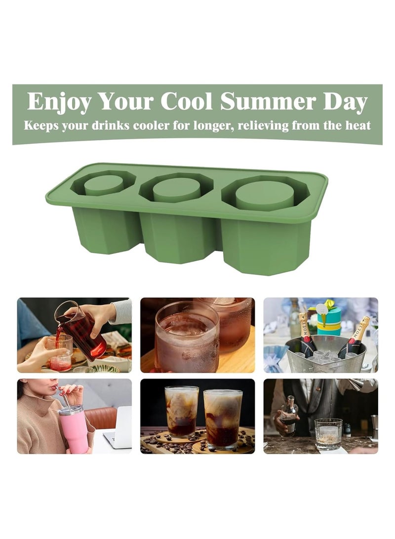 Zikra Ice Cube Tray for Stanley Cup, Silicone Ice Cube Mold with Spill-Resistant Lid, 3 Hollow Cylinder Ice Cube Molds for 20-40 oz Tumblers, BPA Free, Ice Cube Trays for Freezer Drinks Whiskey, Green - Image 5