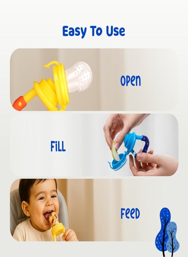 Bumtum Baby Silicone Food & Fruit Nibbler with Extra Mesh | Soft Pacifier Feeder & Teether for Infants 3+ Months | BPA Free, Hygienic | Baby Fruit Nibbler Combo - Pack of 2 - Image 5