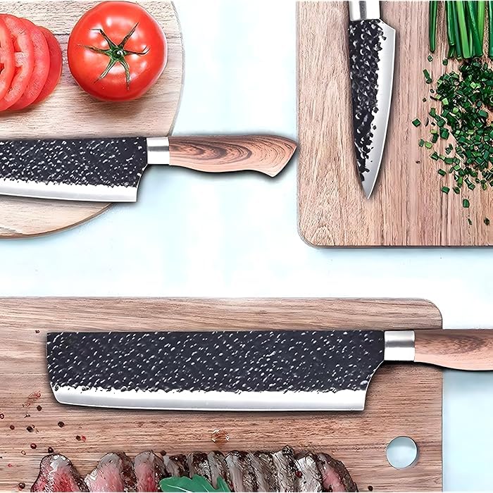 Marco Almond Marco Almond 6 Pieces Professional Kitchen Knives SetHigh Carbon Steel Forged Kitchen Knife SetBBQ Meat Knives for CookingSharp Chef Knife Set for Chef Cooking Paring Cutting SlicingWOODAN  - Image 4