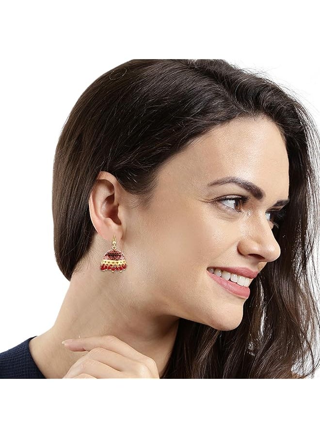 YELLOW CHIMES - Handcrafted Meenakari Carftmanship Combo 2 Pairs Traditional Jhumka Jhumki Earrings For Women And Girls - Image 1