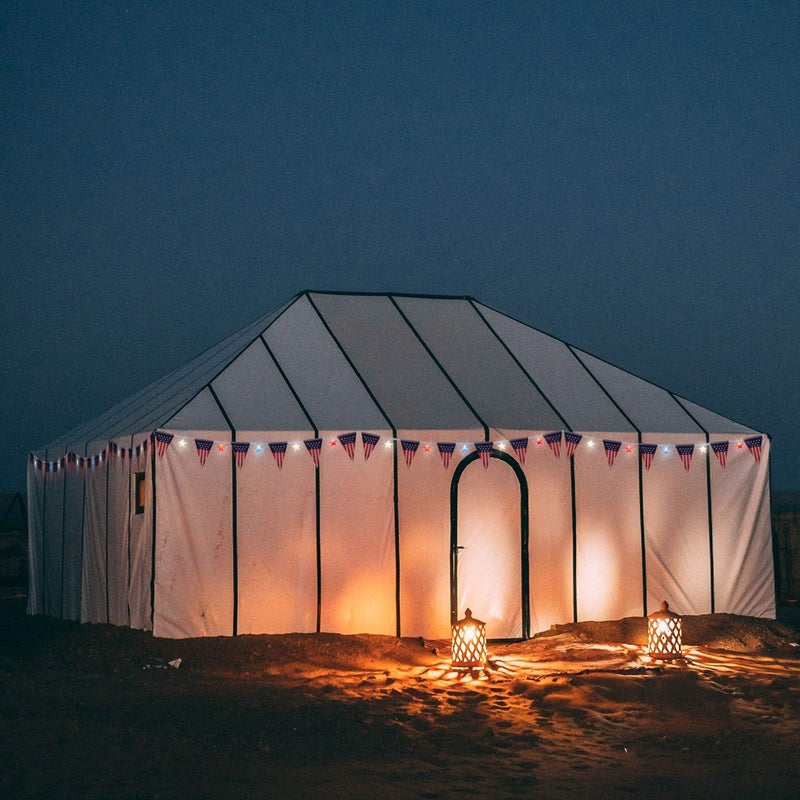 كلاراكو أضواء عيد الاستقلال من كلاركو، سلسلة من 12 مصباح ليد ساطع مع لافتة أعلام أمريكية، حديقة الرابع من يوليو، ديكور داخلي وخارجي (مثلث) - Image 4