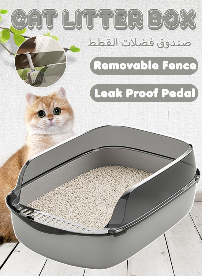 Oversized Semi-Closed Cat Litter Box with High Fence Kitten Toilet,Splash-Proof Detachable Potty Tray Toilet with Plastic Scoop & Deodorizing Bag, Easy to Clean, Suitable for All Kinds of Litter - Image 1