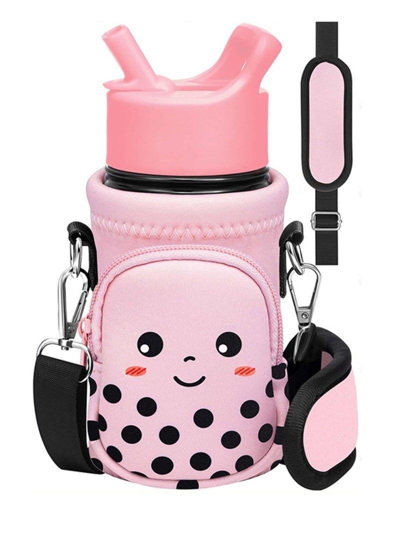 Generic - Water Bottle Carrier Bag for 10/12/14/16/18Oz Tumbler, Water Bottle Holder with Adjustable Strap for Kids Boys Girls,Smiley - Image 1