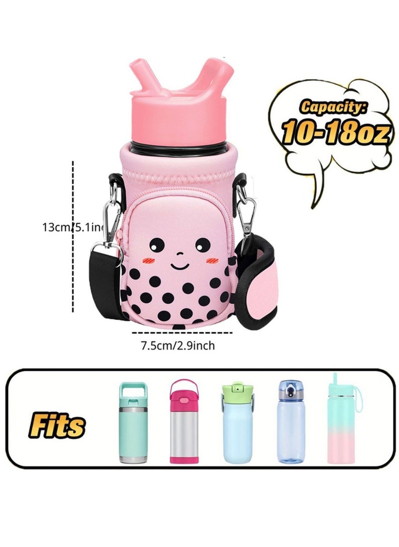 Generic - Water Bottle Carrier Bag for 10/12/14/16/18Oz Tumbler, Water Bottle Holder with Adjustable Strap for Kids Boys Girls,Smiley - Image 1