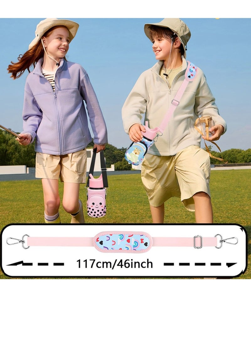 Generic - Water Bottle Carrier Bag for 10/12/14/16/18Oz Tumbler, Water Bottle Holder with Adjustable Strap for Kids Boys Girls,Smiley - Image 1