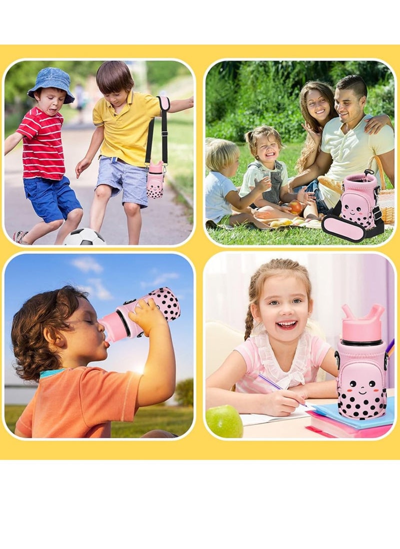 Generic - Water Bottle Carrier Bag for 10/12/14/16/18Oz Tumbler, Water Bottle Holder with Adjustable Strap for Kids Boys Girls,Smiley - Image 1