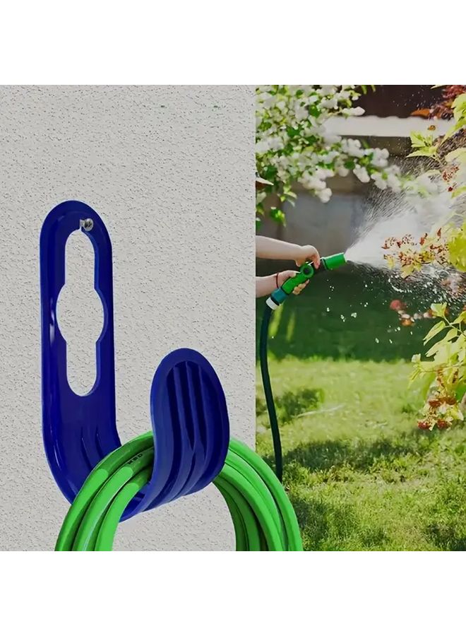 Blue Wall Mounted Garden Hose Holder Organizer Hook Durable Plastic Garage Outdoor Storage - Image 1