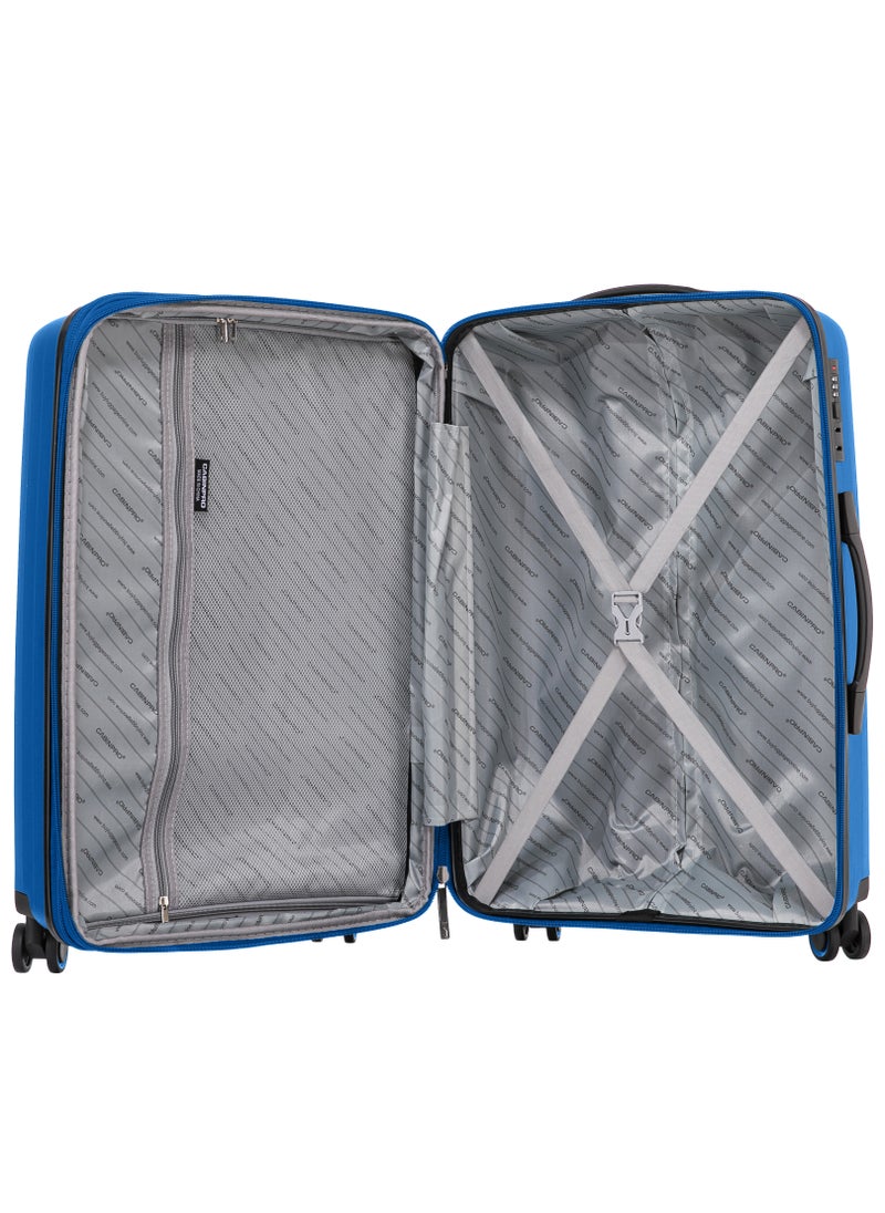 CABINPRO - Light Weight PP Fashion Trolley Luggage Set of 3 Expandable Hard Case Suitcase with Safe Zipper and 4 Quite 360° Double Spinner Wheels CP002 Sapphire Blue - Image 1