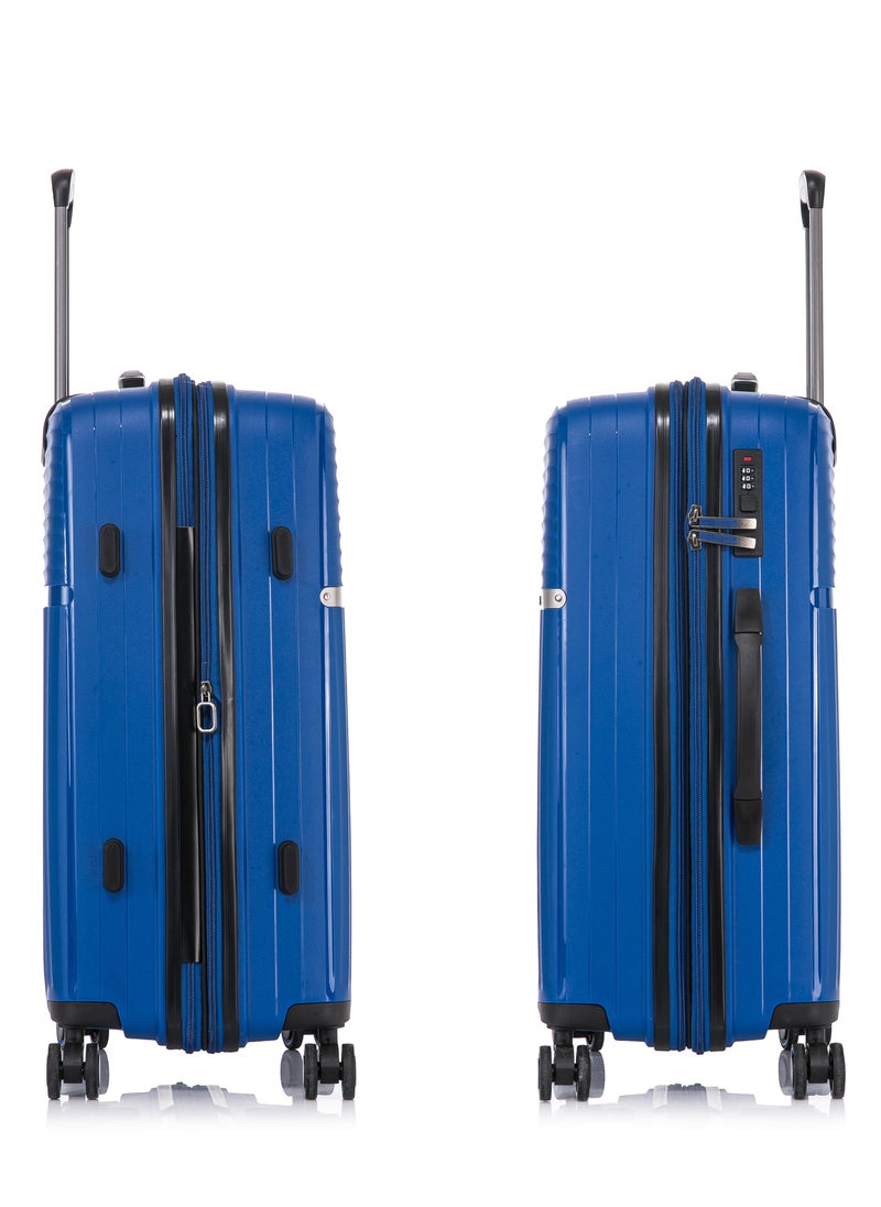 CABINPRO - Light Weight PP Fashion Trolley Luggage Set of 3 Expandable Hard Case Suitcase with Safe Zipper and 4 Quite 360° Double Spinner Wheels CP002 Sapphire Blue - Image 1