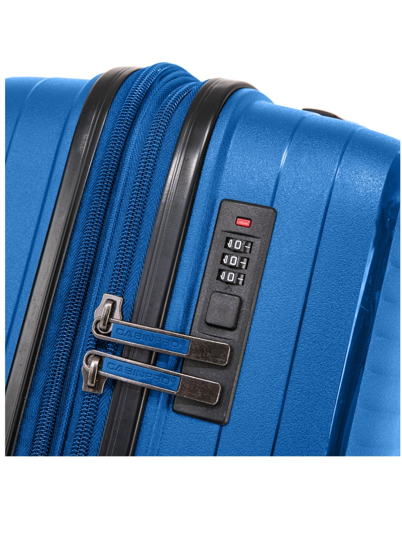 CABINPRO - Light Weight PP Fashion Trolley Luggage Set of 3 Expandable Hard Case Suitcase with Safe Zipper and 4 Quite 360° Double Spinner Wheels CP002 Sapphire Blue - Image 1