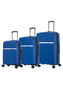 CABINPRO Light Weight PP Fashion Trolley Luggage Set of 3 Expandable Hard Case Suitcase with Safe Zipper and 4 Quite 360° Double Spinner Wheels CP002 Sapphire Blue  - Image 1