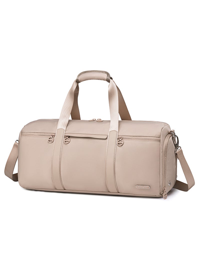 Chantria 21L Premium Gym Bag Water Resistant Duffel Bag with Shoe Compartment and Detachable Shoulder Straps for Women, CB00777-Khaki - Image 1