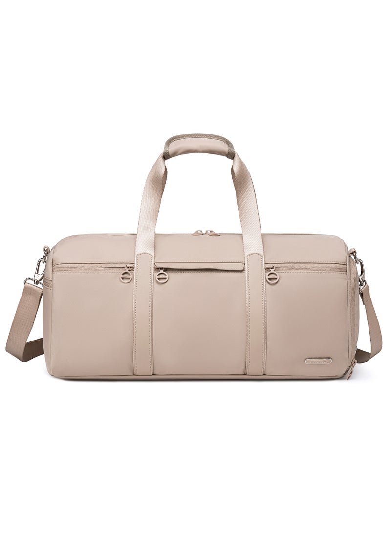 Chantria 21L Premium Gym Bag Water Resistant Duffel Bag with Shoe Compartment and Detachable Shoulder Straps for Women, CB00777-Khaki - Image 2