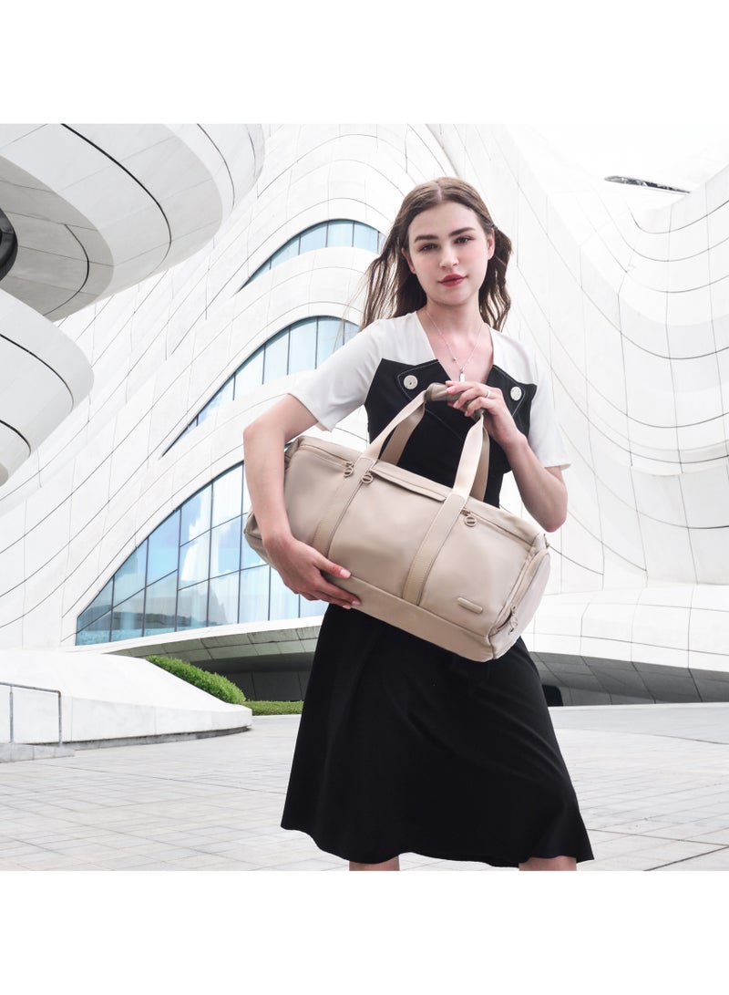 Chantria 21L Premium Gym Bag Water Resistant Duffel Bag with Shoe Compartment and Detachable Shoulder Straps for Women, CB00777-Khaki - Image 4