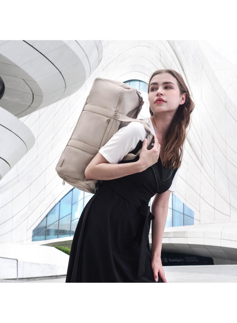 Chantria 21L Premium Gym Bag Water Resistant Duffel Bag with Shoe Compartment and Detachable Shoulder Straps for Women, CB00777-Khaki - Image 5