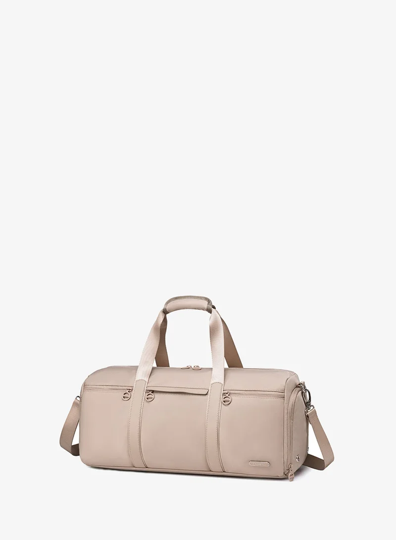 21L Premium Gym Bag Water Resistant Duffel Bag with Shoe Compartment and Detachable Shoulder Straps for Women, CB00777-Khaki