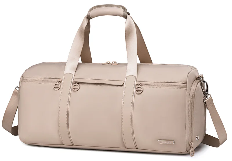 Chantria Premium 21L Gym Bag Water Resistant Duffel Bag with Shoe Compartment and Detachable Shoulder Straps for Women, CB00777, Khaki