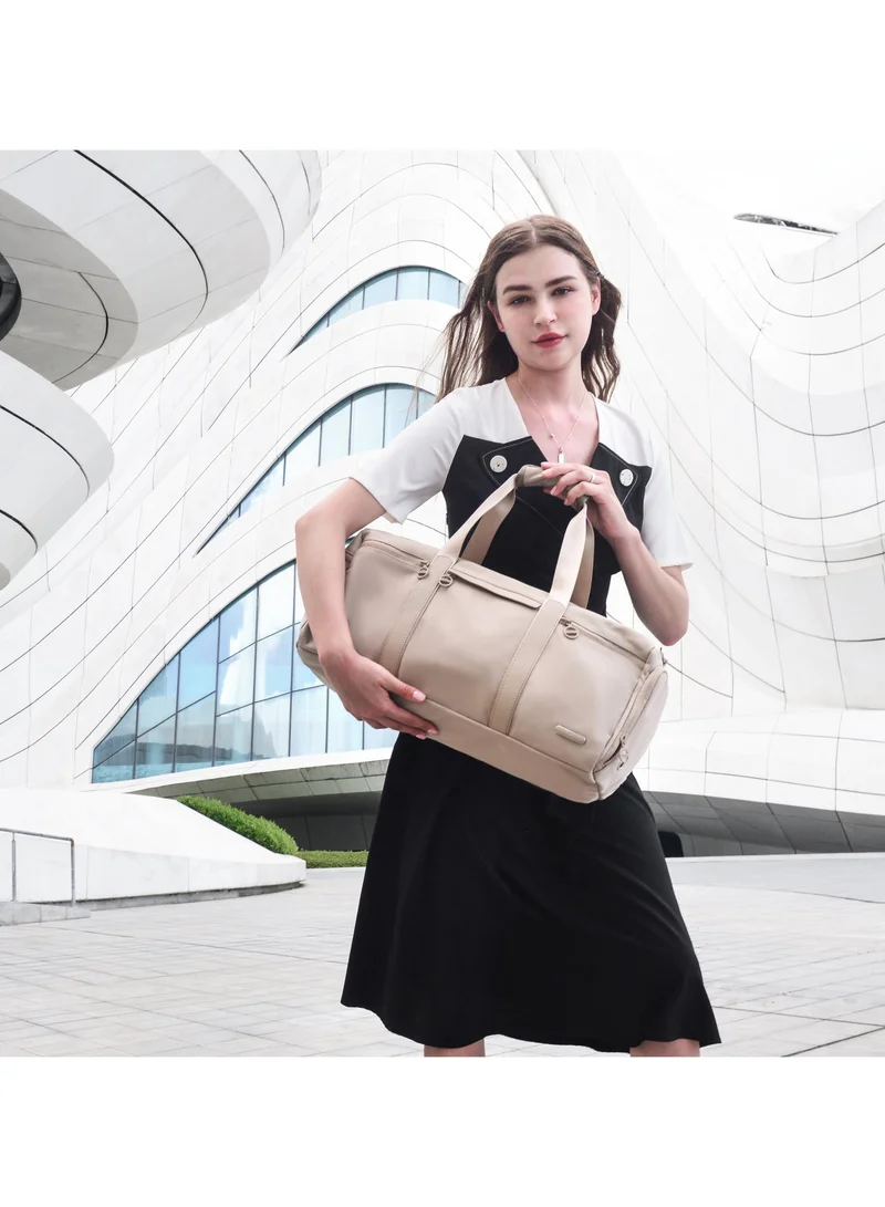 Chantria Premium 21L Gym Bag Water Resistant Duffel Bag with Shoe Compartment and Detachable Shoulder Straps for Women, CB00777, Khaki