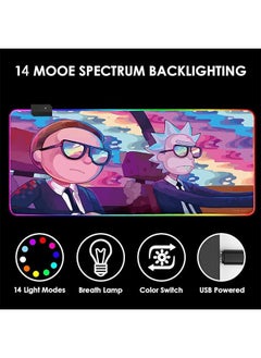 STAUD Large Luminescence Mouse Pad Extended Gaming Non-Slip Rubber Base Office Desk Keyboard Mouse Pads (300 * 800 * 4mm）Rick and Morty  - Image 2