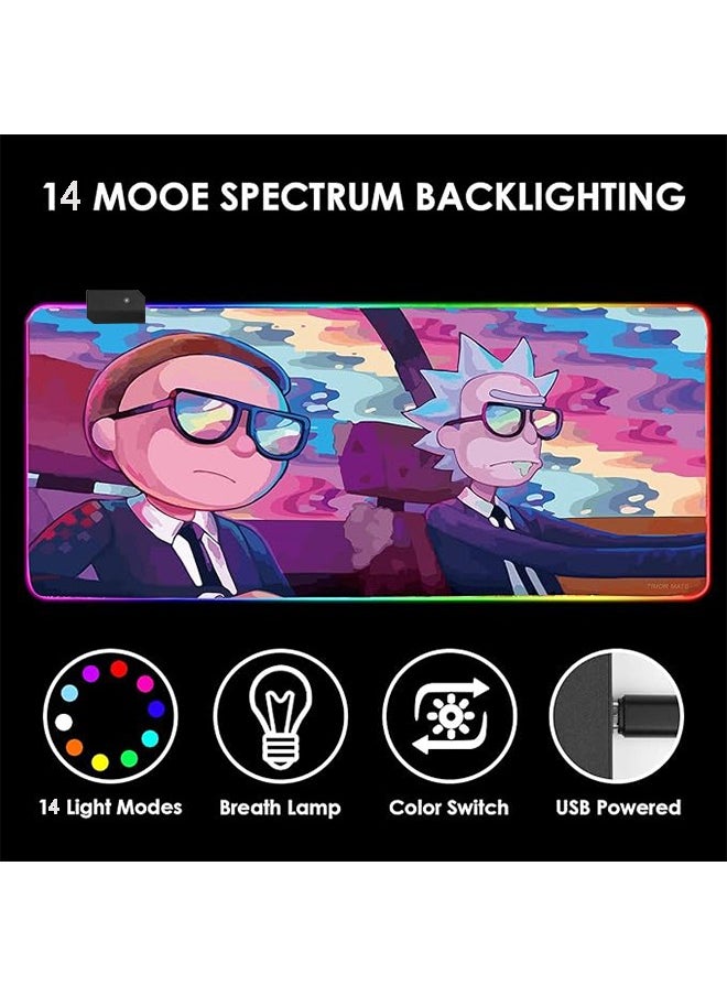 STAUD - Large Luminescence Mouse Pad Extended Gaming Non-Slip Rubber Base Office Desk Keyboard Mouse Pads (300 * 800 * 4mm）Rick and Morty - Image 1