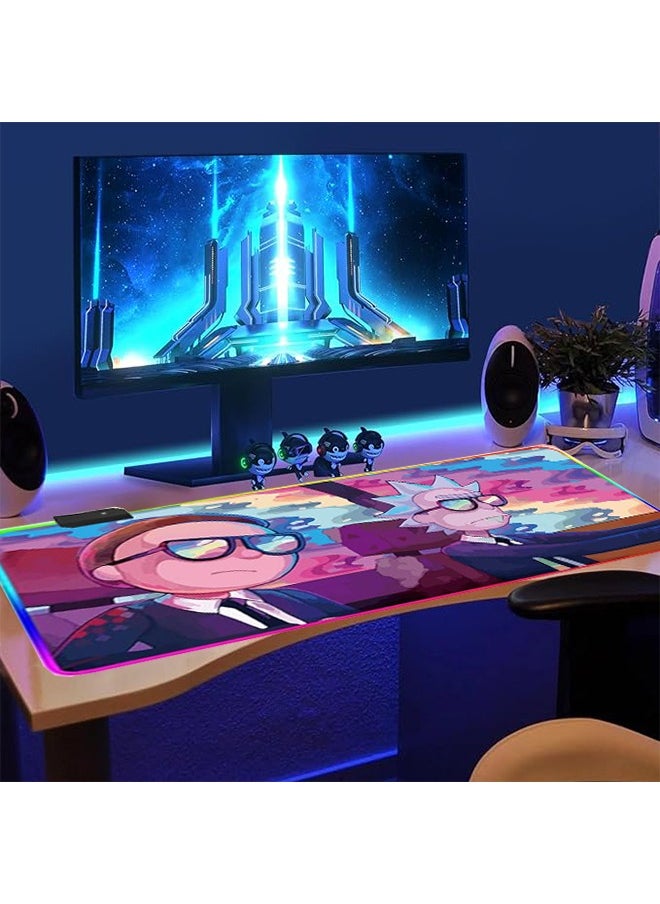STAUD - Large Luminescence Mouse Pad Extended Gaming Non-Slip Rubber Base Office Desk Keyboard Mouse Pads (300 * 800 * 4mm）Rick and Morty - Image 1
