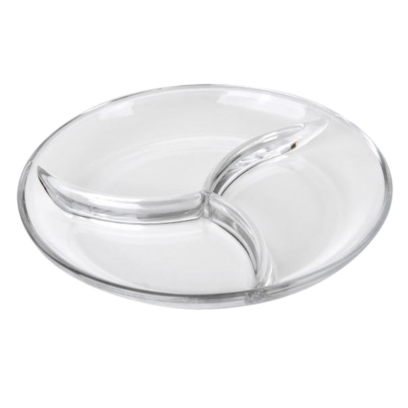 1pc Glass Dish Breakfast Plate Three-grid Plate Fruit Salad Plate - Image 1