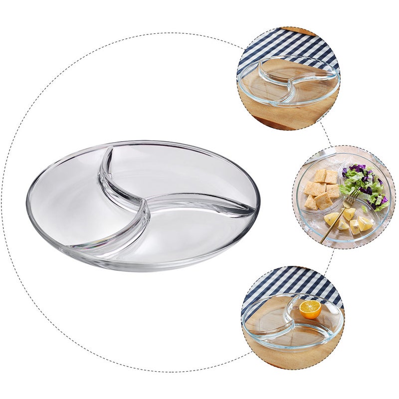 1pc Glass Dish Breakfast Plate Three-grid Plate Fruit Salad Plate - Image 5