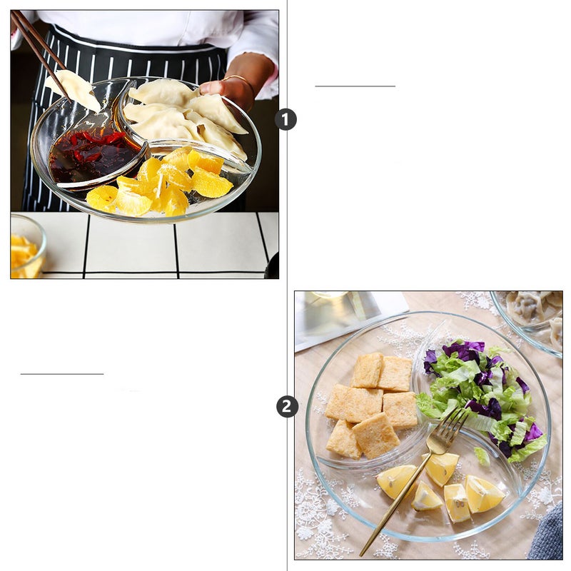 1pc Glass Dish Breakfast Plate Three-grid Plate Fruit Salad Plate - Image 3