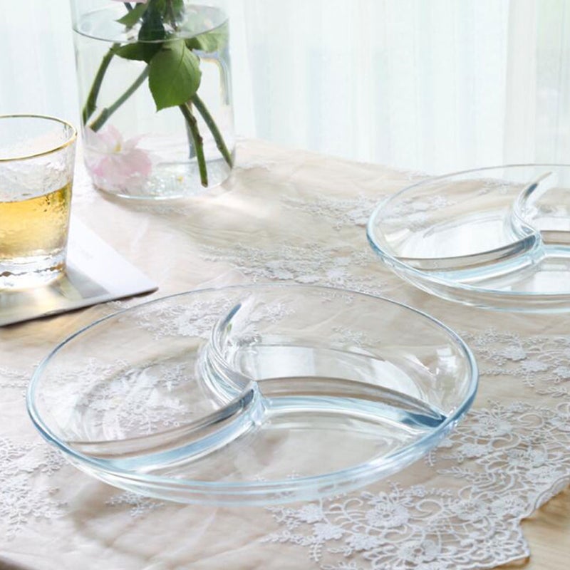 1pc Glass Dish Breakfast Plate Three-grid Plate Fruit Salad Plate - Image 4