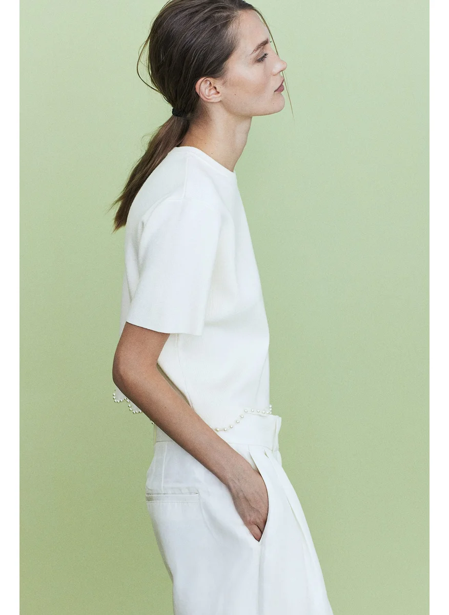 اتش اند ام Bead-Embellished Knitted Top