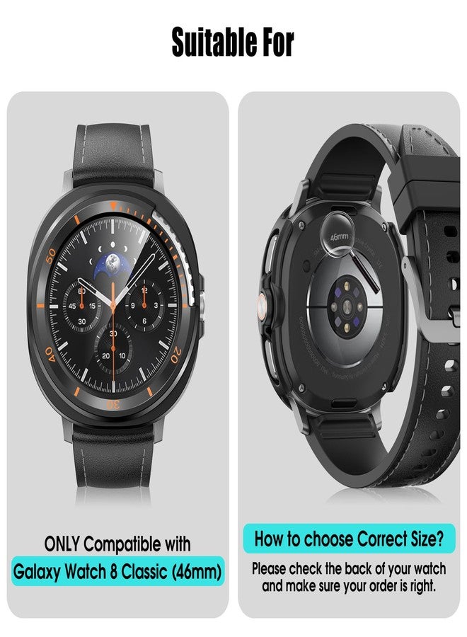 Fintie 2 Pack Case Built in Tempered Glass Screen Protector Compatible with Samsung Galaxy Watch 8 Classic 46mm 2025, Hard PC Case Overall Protective Cover, Black - Image 2